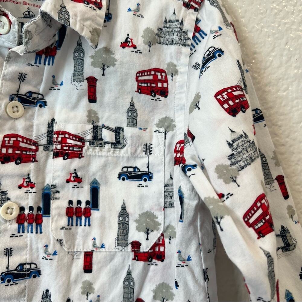 Monsoon Notting Hill W.11 London Printed Shirt White Long Sleeve button up - Picture 3 of 5
